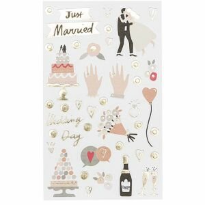 Stickers wedding assorti p/150st roze/grijs
