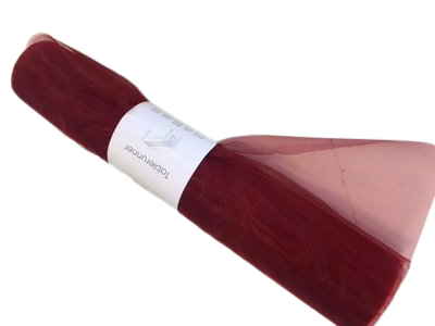 Tafelrunner bordeaux organza 28cm p/10mtr