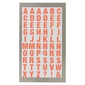 Stickers fluor oranje ABC vierkant 0.9x1cm wit p/60st