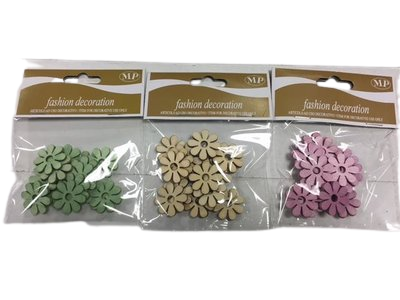 Bloemen mintgroen 2.5cm p/16st hout