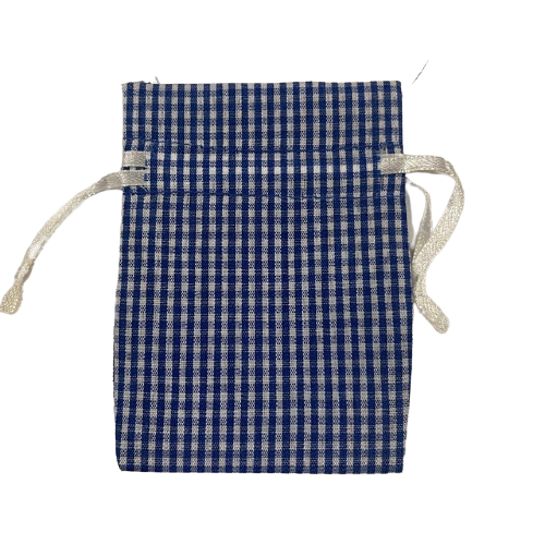 Zakken blauw ruit 7.5x10cm p/st katoen