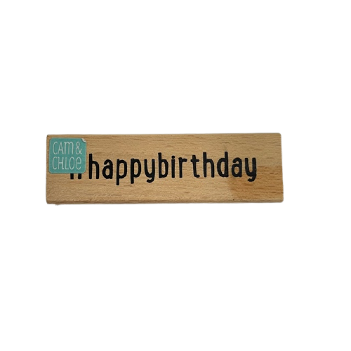 Stempel #happybirthday 2.5x8cm p/st hout
