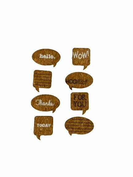 Stickers tekstballonnen 3.5x3cm p/8st kurk