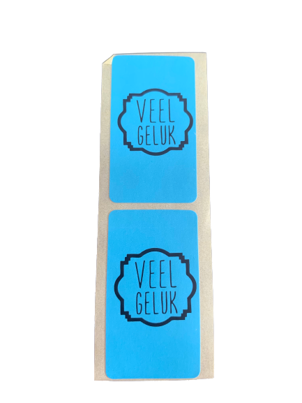 Stickers lichtblauw p/100st veel geluk 