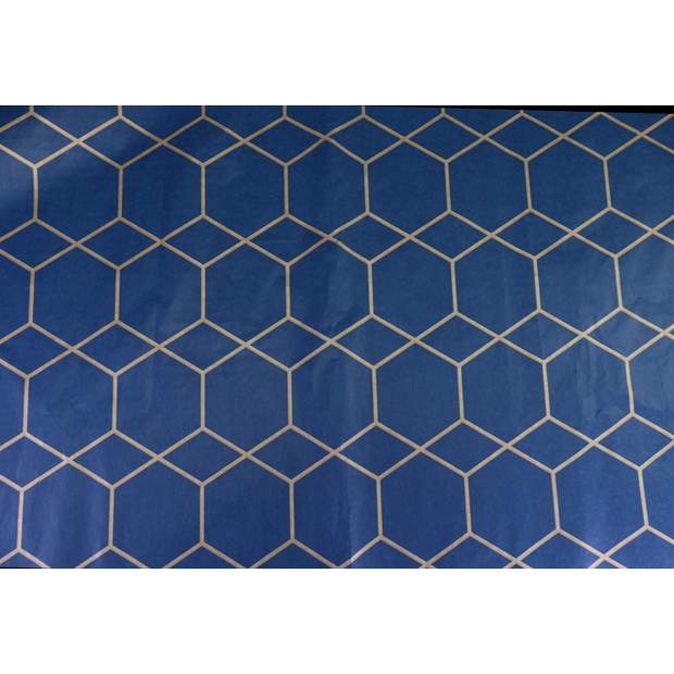 Vloeipapier hexagon blauw/goud 50x70cm p/10vel