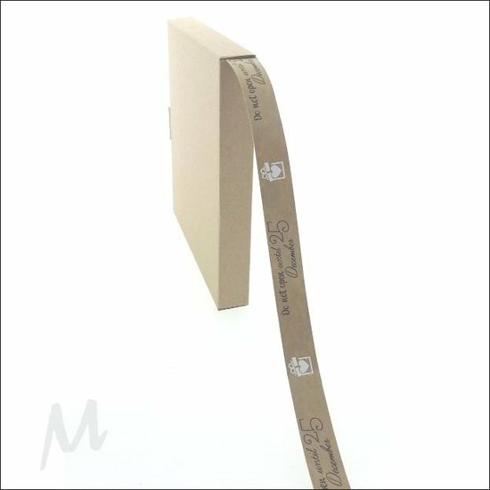 Lint kraft/wit Do not open until 20mm p/10mtr Papierlint