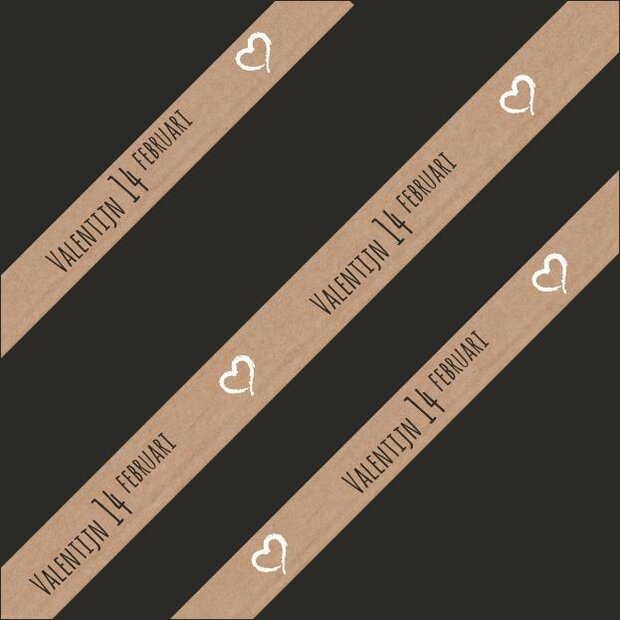 Lint kraft/zwart Valentijn 20mm p/10mtr Papierlint