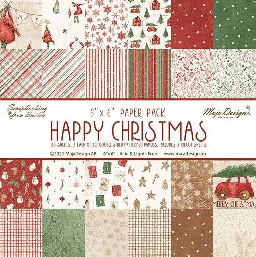 Paper pad 15x15cm Happy Christmas p/36vel 