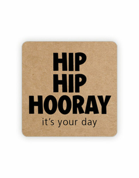 Sticker Hip hip hooray p/20st vierkant