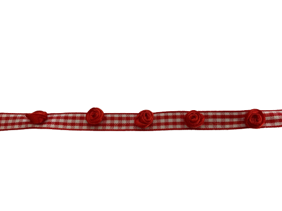 Lint rood ruit roosjes 10mm p/m