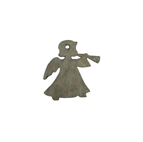 Engel 5cm p/4st grijs houten hanger