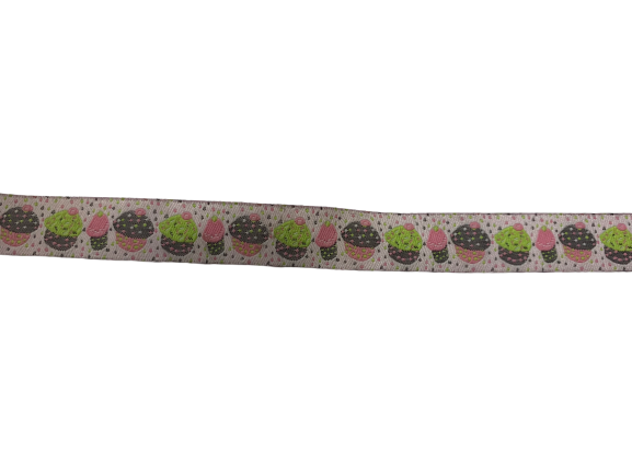 Lint roze cupcake 15mm p/m gewoven