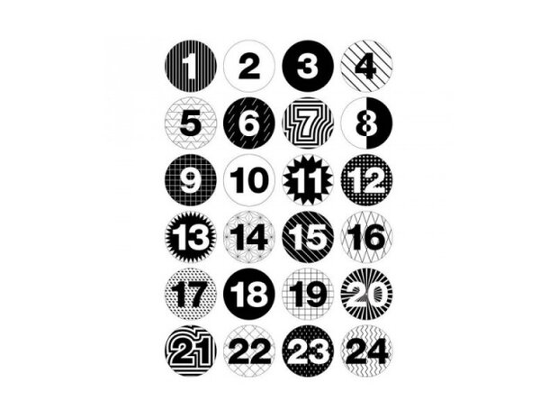 Buttons advent zwart/wit 1tm24 p/set