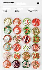 Buttons advent rood/groen 1tm24 p/set