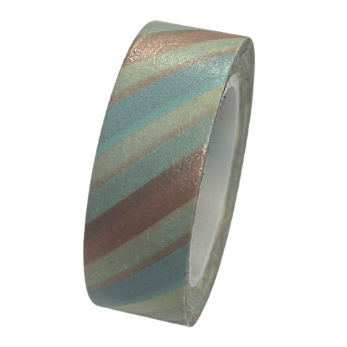 Masking tape goud/lichtblauw streep 15mm p/10m 