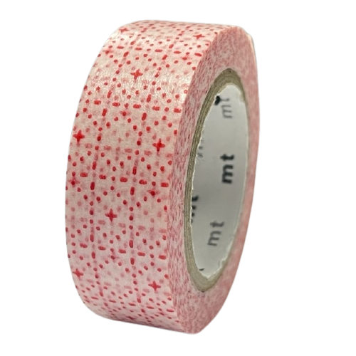 Masking tape rood stip/kruis 15mm p/10m