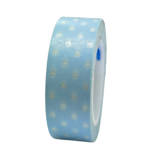Masking tape lichtblauw stip 15mm p/10m