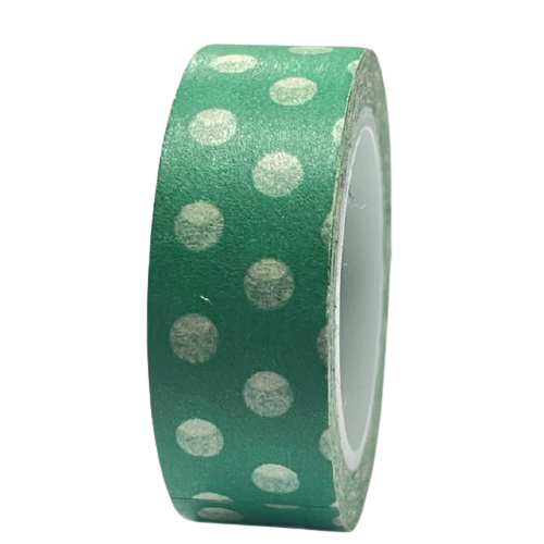 Masking tape zeegroen stip 15mm p/10m 