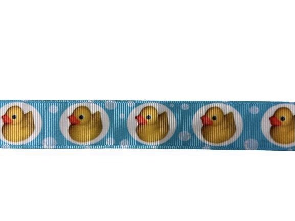 Lint blauw badeend 22mm p/m wit