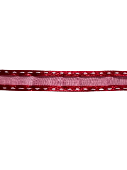 Lint rood stitched Border 15mm p/mtr