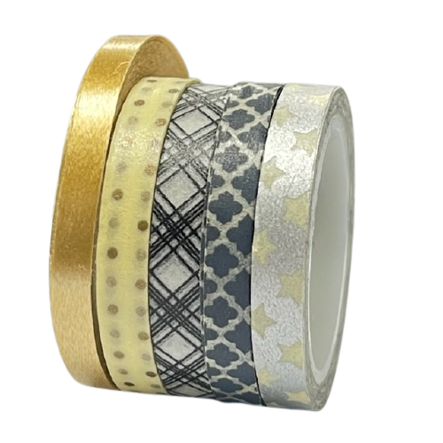 Masking tape zilver/goud set 9 5mm p/5st