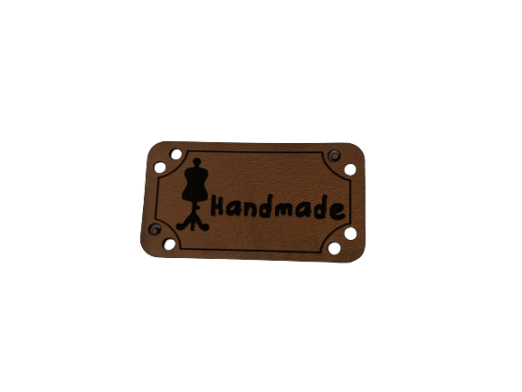 Label bruin Handmade paspop 4x2.5cm nepleer p/st 