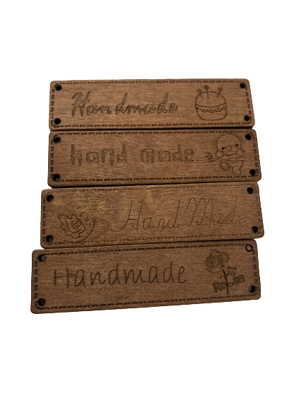 Labels hout Handmade DIY 17x64mm p/4st