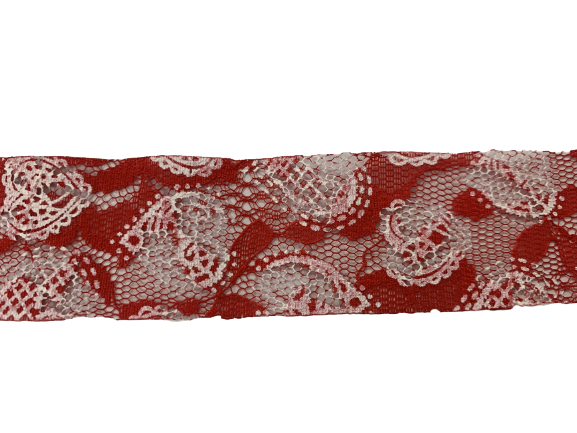 Kant rood graffiti hartjes 38mm p/15m wit