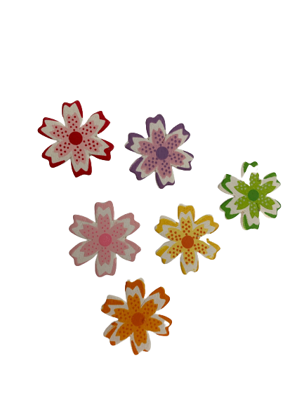 Bloemen puntig gekleurd 25mm p/25st houten 