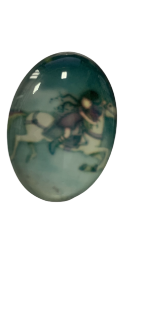 Medaillon insert meisje paard 2.5x2cm p/st