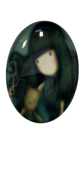 Medaillon insert meisje met teddy links 2.5x2cm p/st