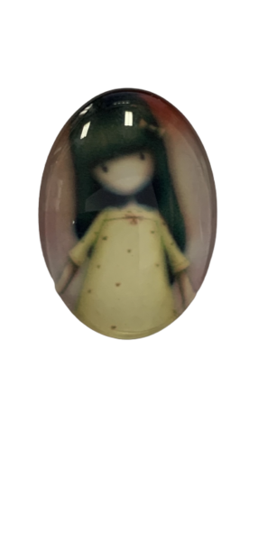 Medaillon insert meisje geel jurkje stip 2.5x2cm p/st