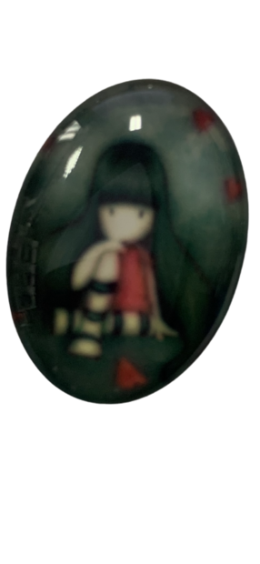 Medaillon insert meisje zittend knie streep 2.5x2cm p/st