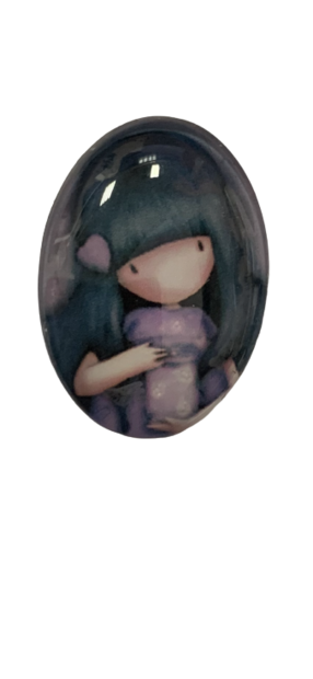 Medaillon insert meisje lila met hartje in haar 2.5x2cm p/st