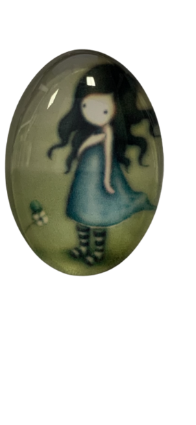 Medaillon insert meisje hand op hart bloem 2.5x2cm p/st