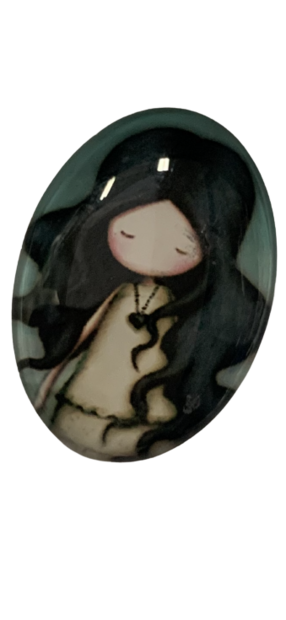 Medaillon insert meisje krullend haar ketting 2.5x2cm p/st