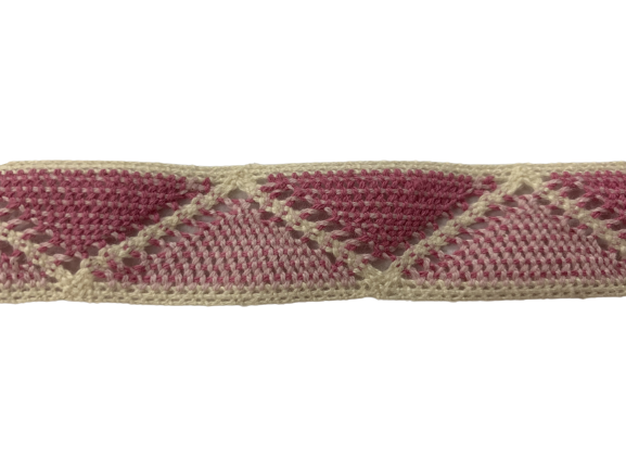 Lint roze 22mm p/mtr Vanna gebreid