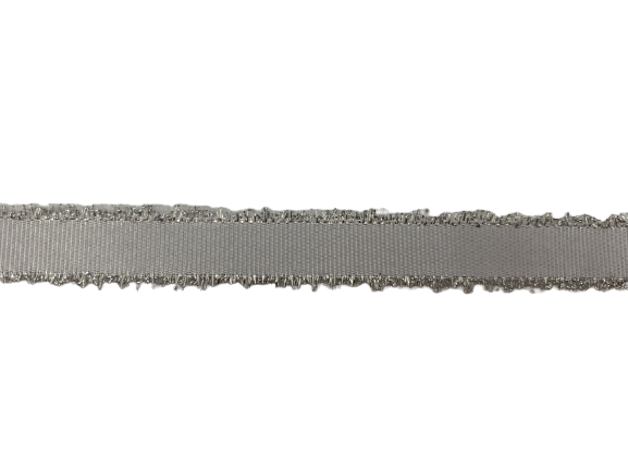 Lint wit/zilver met roes 15mm p/mtr WEAVING STARS 