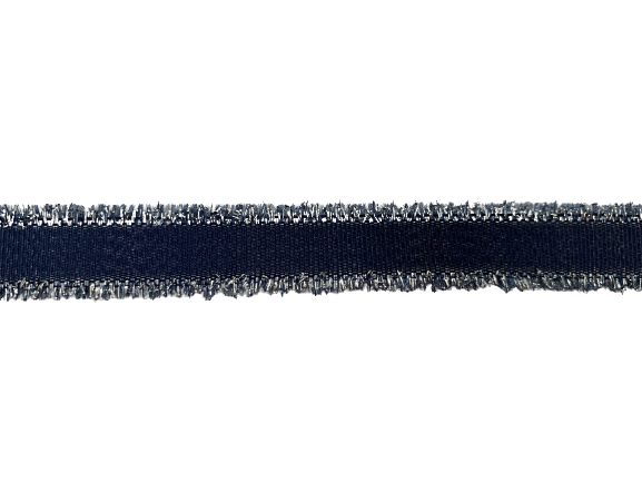 Lint blauw/zilver met roes 15mm p/mtr WEAVING STARS 