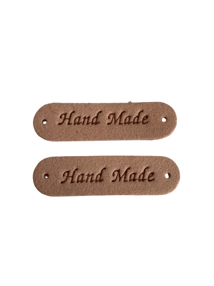 Label roze Handmade nepleer 6x1cm p/st (roze)