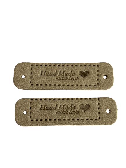 Label creme Handmade with love nepleer 7x1.5cm p/st
