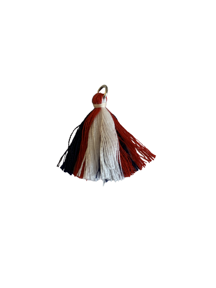 Kwastjes rood/wit/blauw 2cm p/st zilver ring