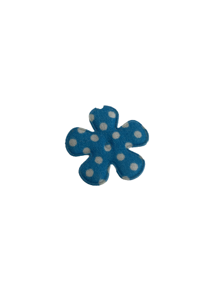 Bloemen blauw stof met stip 25mm p/4st