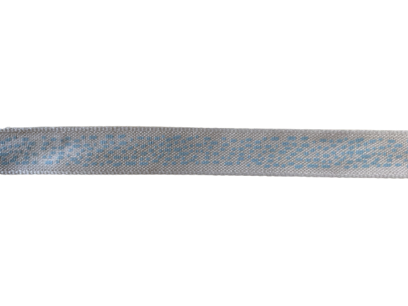 Lint creme Joy blauw stip 12mm p/mtr