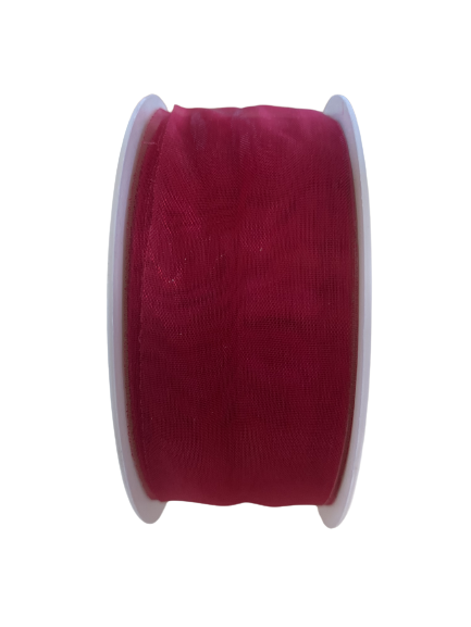 Lint bordeaux rood organza 36mm p/5m