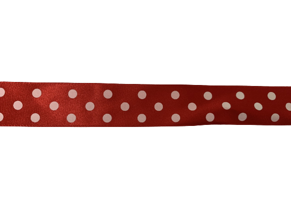 Lint rood stip satijn 25mm p/mtr