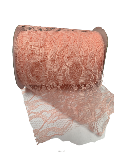 Lint zalm 100mm p/mtr kant lace opengewerkt 