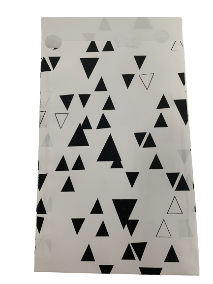 Zakken wit driehoek zwart 12x19cm p/5st