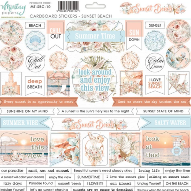 Cardboard Stickers Sunset beach 30.5x30.5cm p/vel