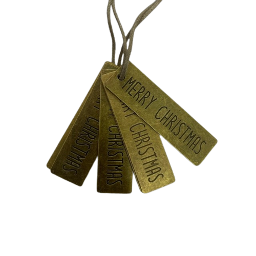 Hanger Merry christmas 7x2cm p/6st metaal